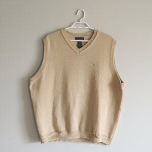 Arnold Palmer Men's Sz XL Tan Sleeveless V-Neck Knit Ribbed Sweater Vest